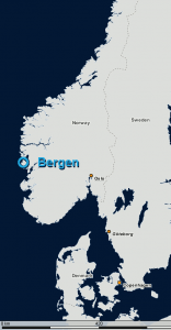 Location of Bergen in Norway